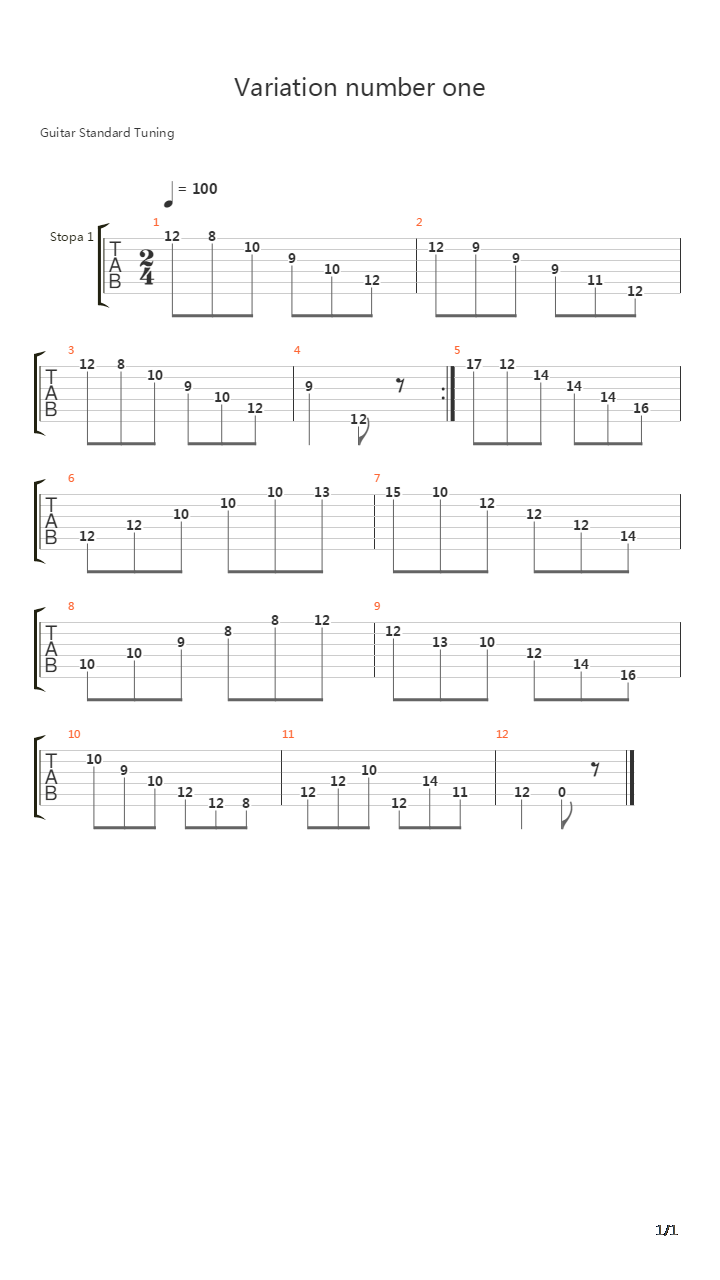 变奏曲1号吉他谱