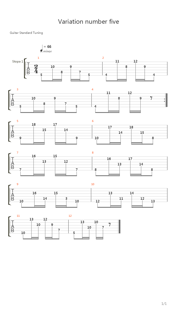 变奏曲5号吉他谱