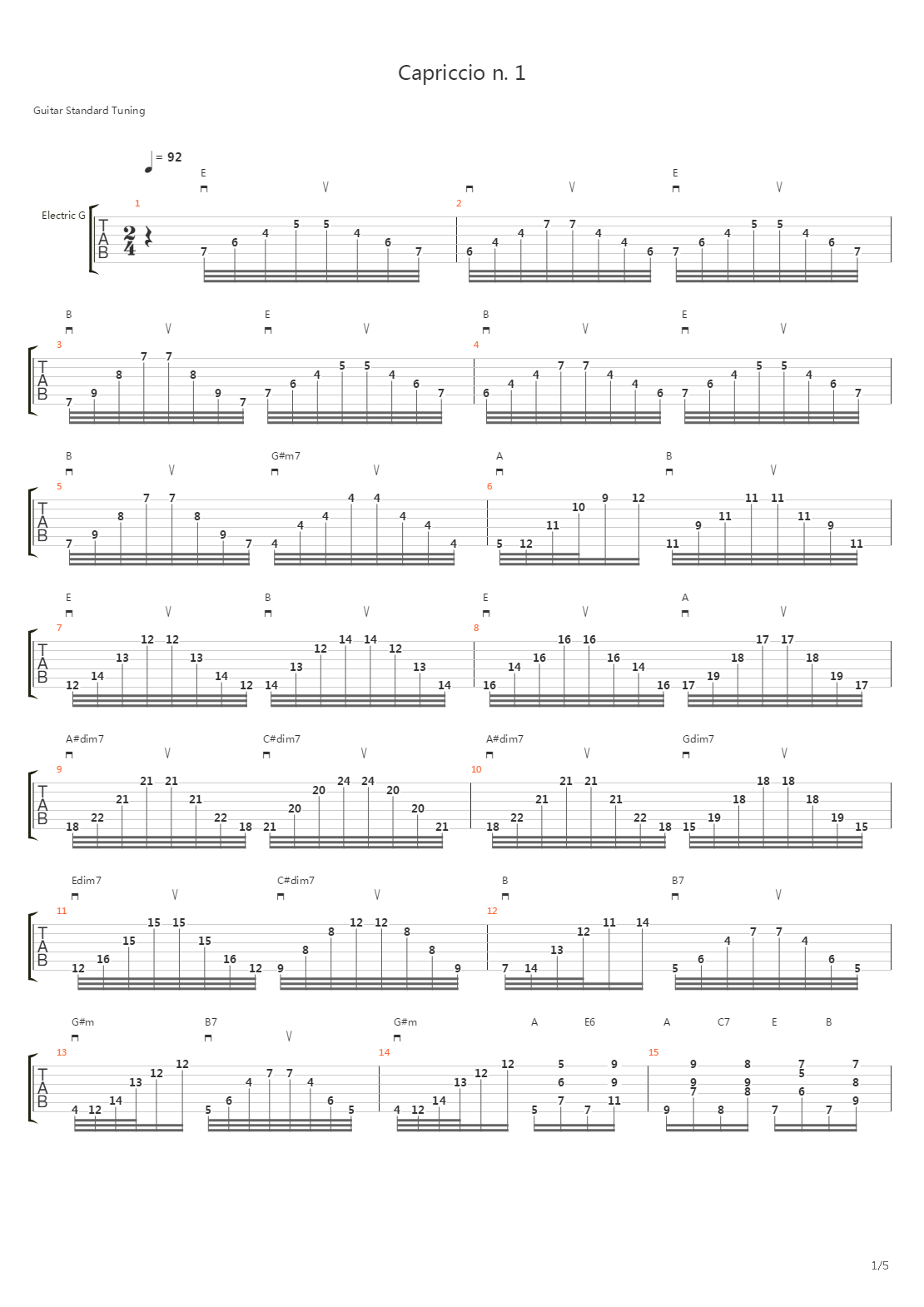 二十四首随想曲 No吉他谱