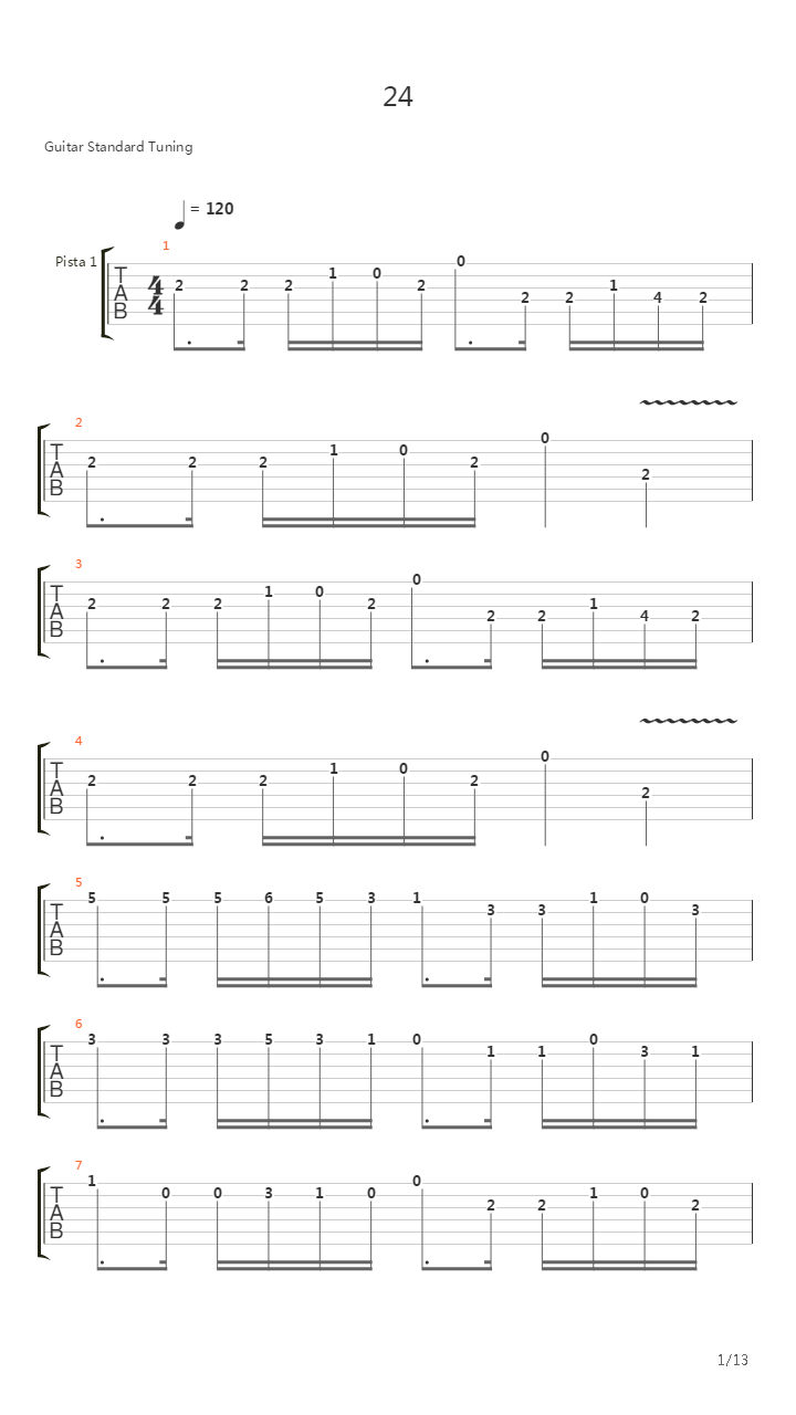 二十四首随想曲 No 5吉他谱