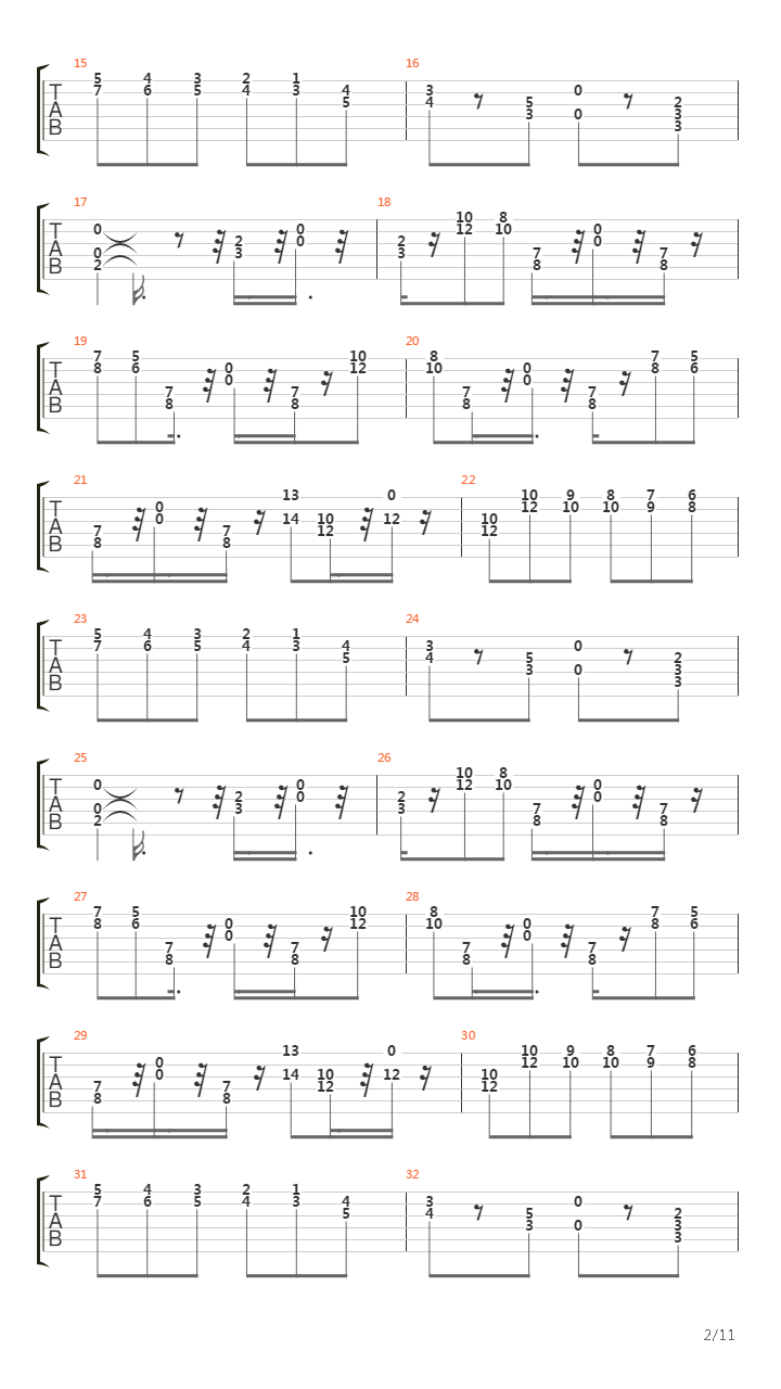 二十四首随想曲 No 13吉他谱