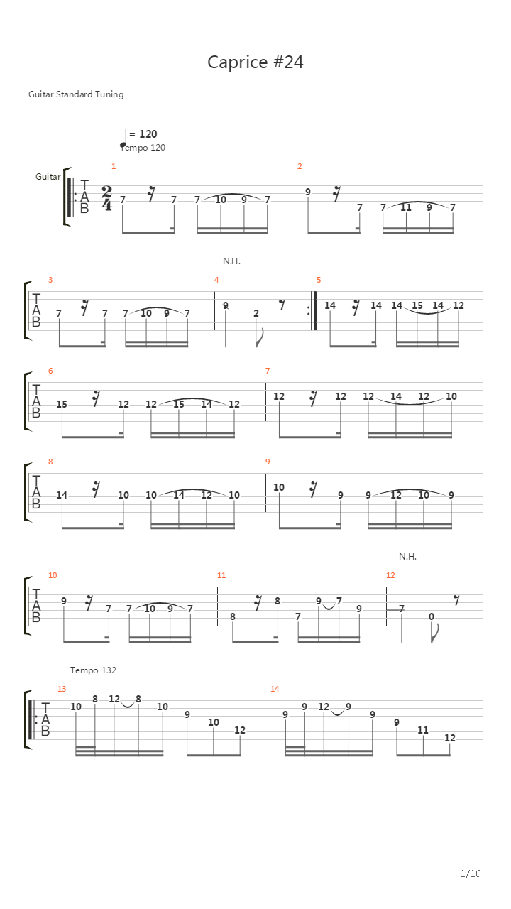 二十四首随想曲 No 24吉他谱