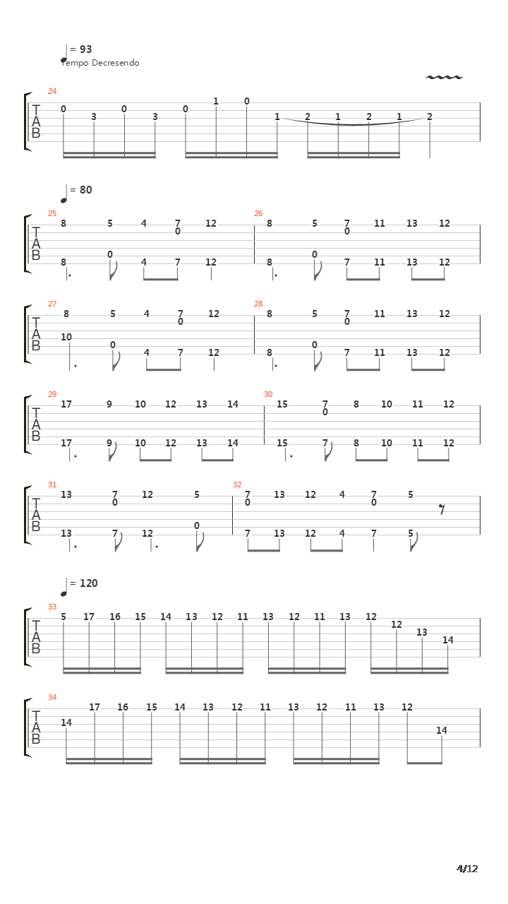 二十四首随想曲 No 24吉他谱