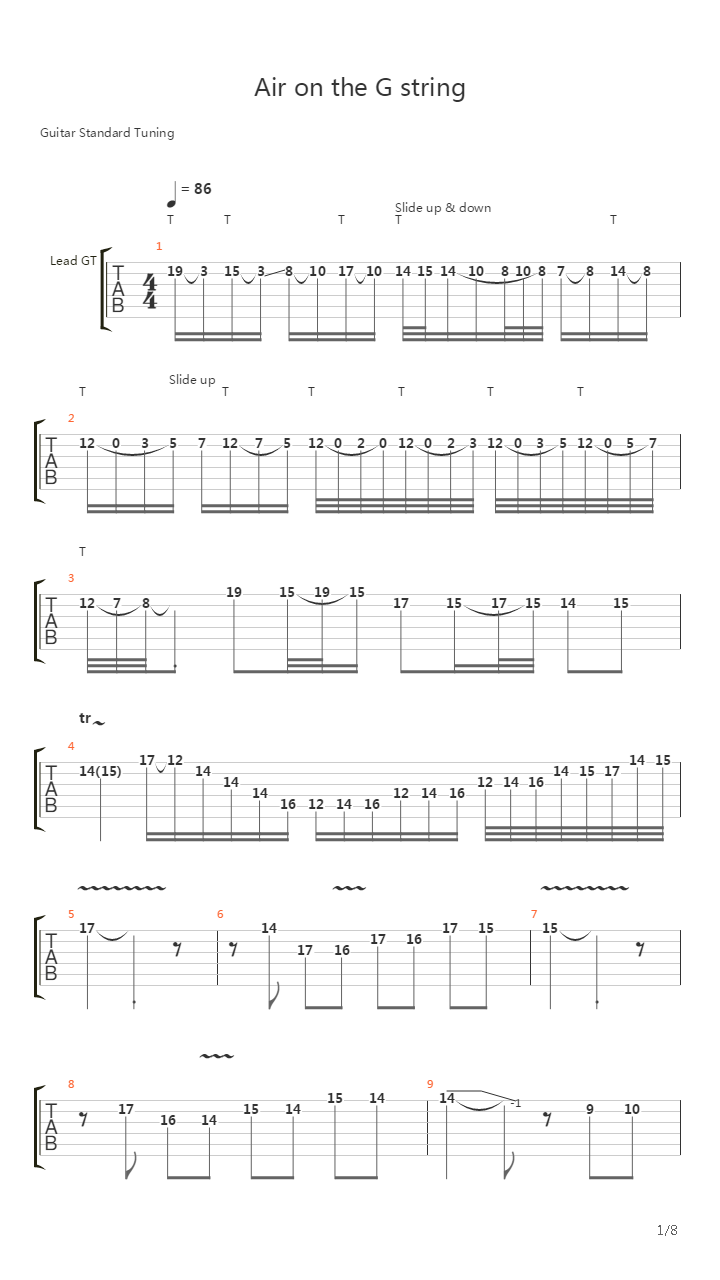 Air On The G String吉他谱