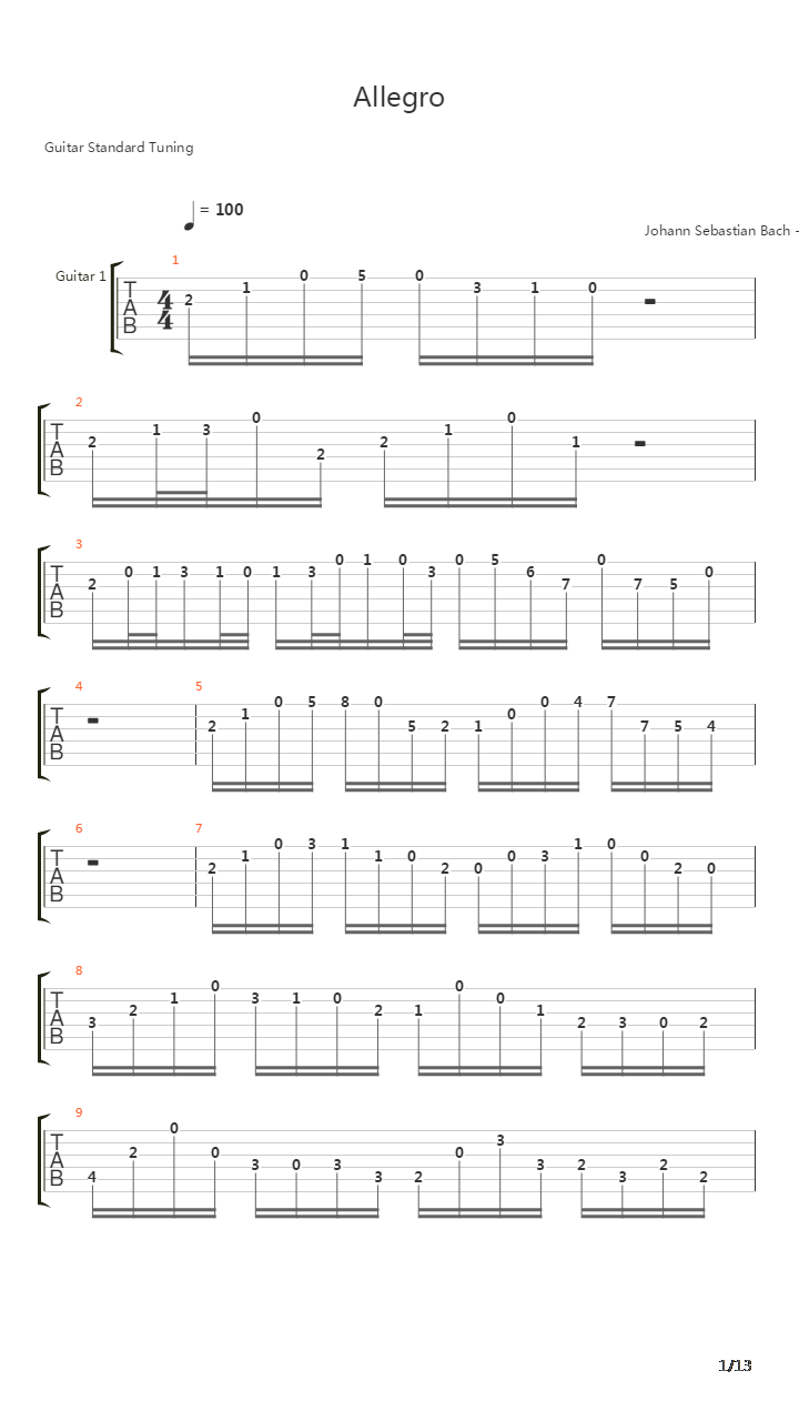Allegro吉他谱
