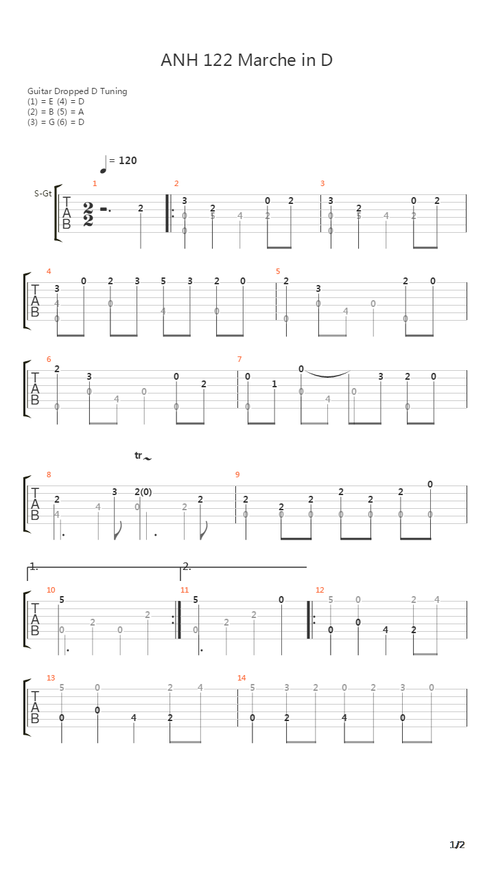 Anh 122 Marche In D吉他谱