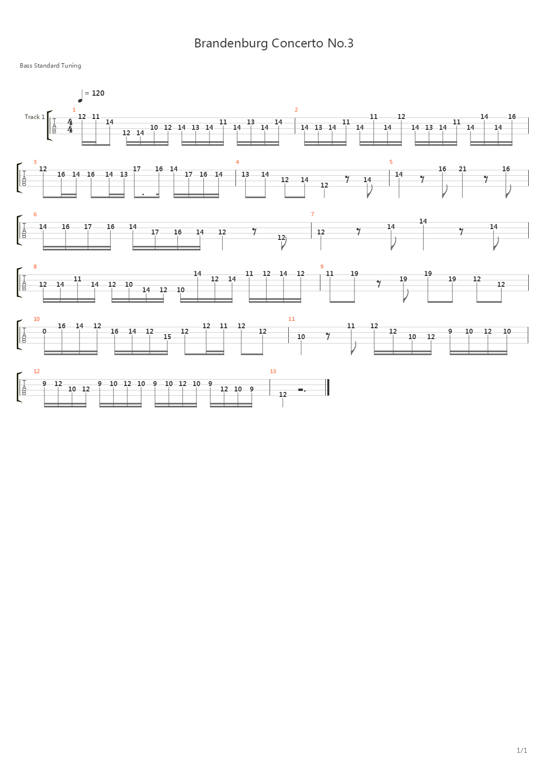Brandenburg Concerto 3吉他谱