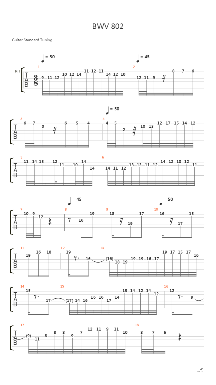 Bwv 802 - Duetto I In E Minor吉他谱