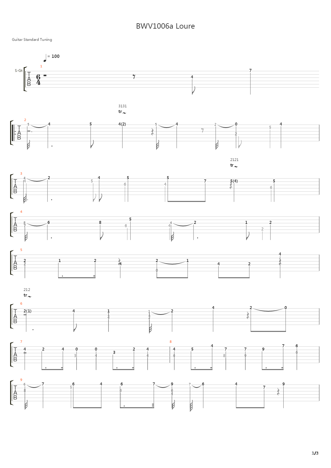 Bwv 1006a Loure吉他谱
