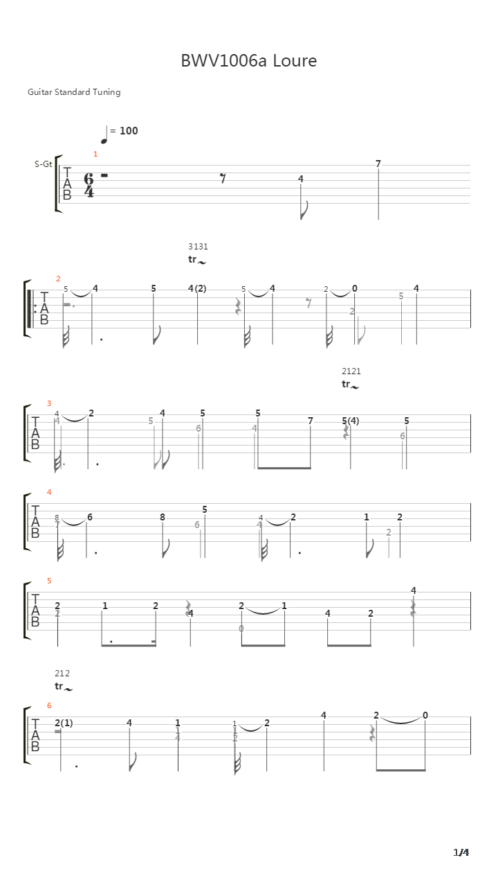 Bwv 1006a Loure吉他谱