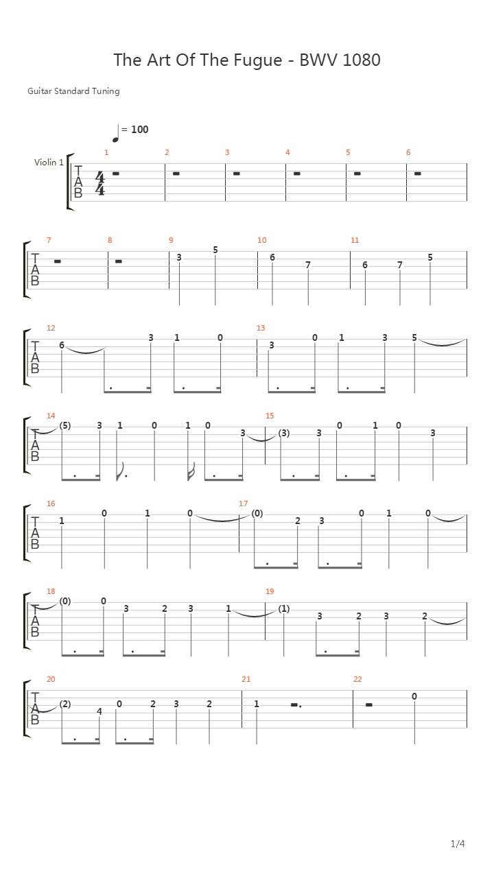 Bwv 1080 - Contrapunctus Ii吉他谱
