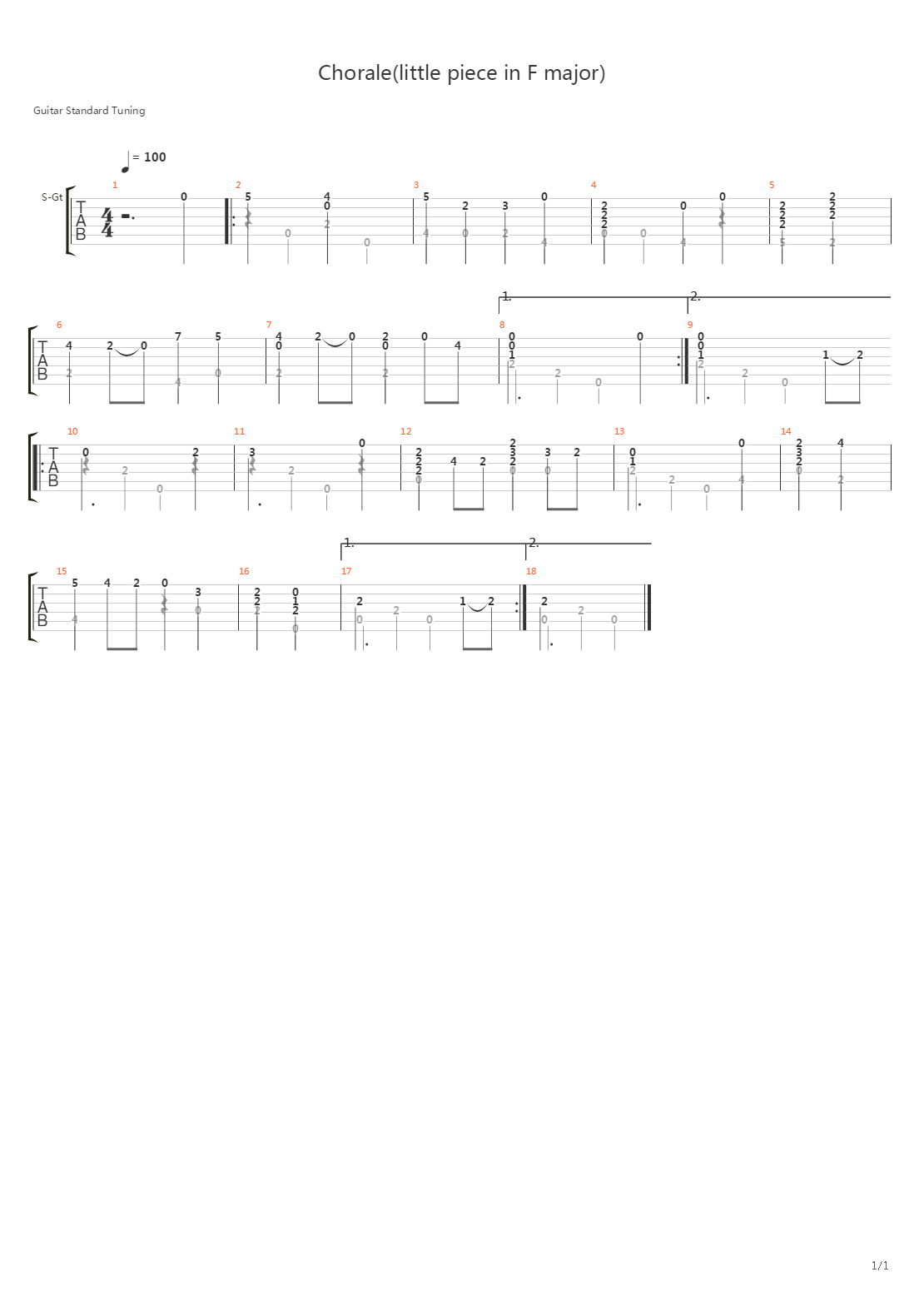 Chorale In F Major吉他谱