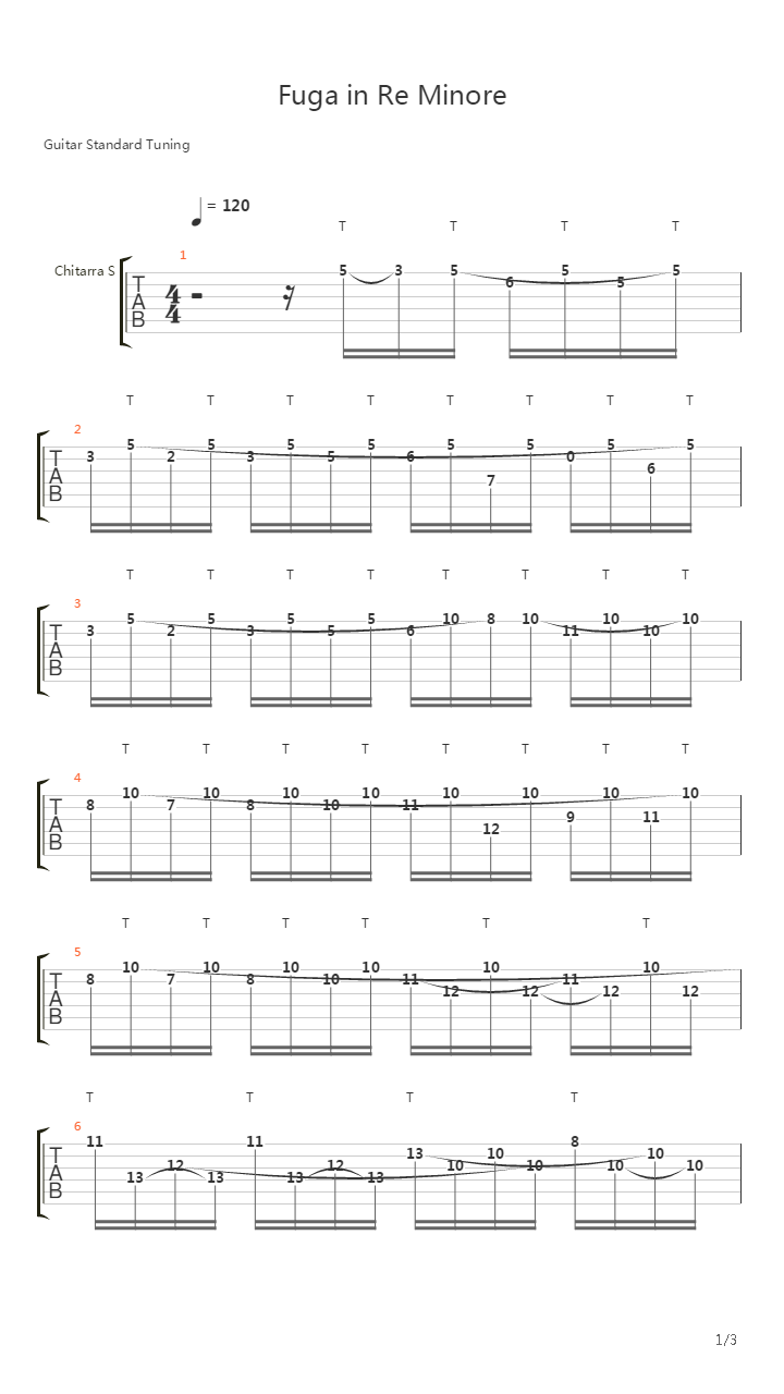 Fuga In Re Minore吉他谱