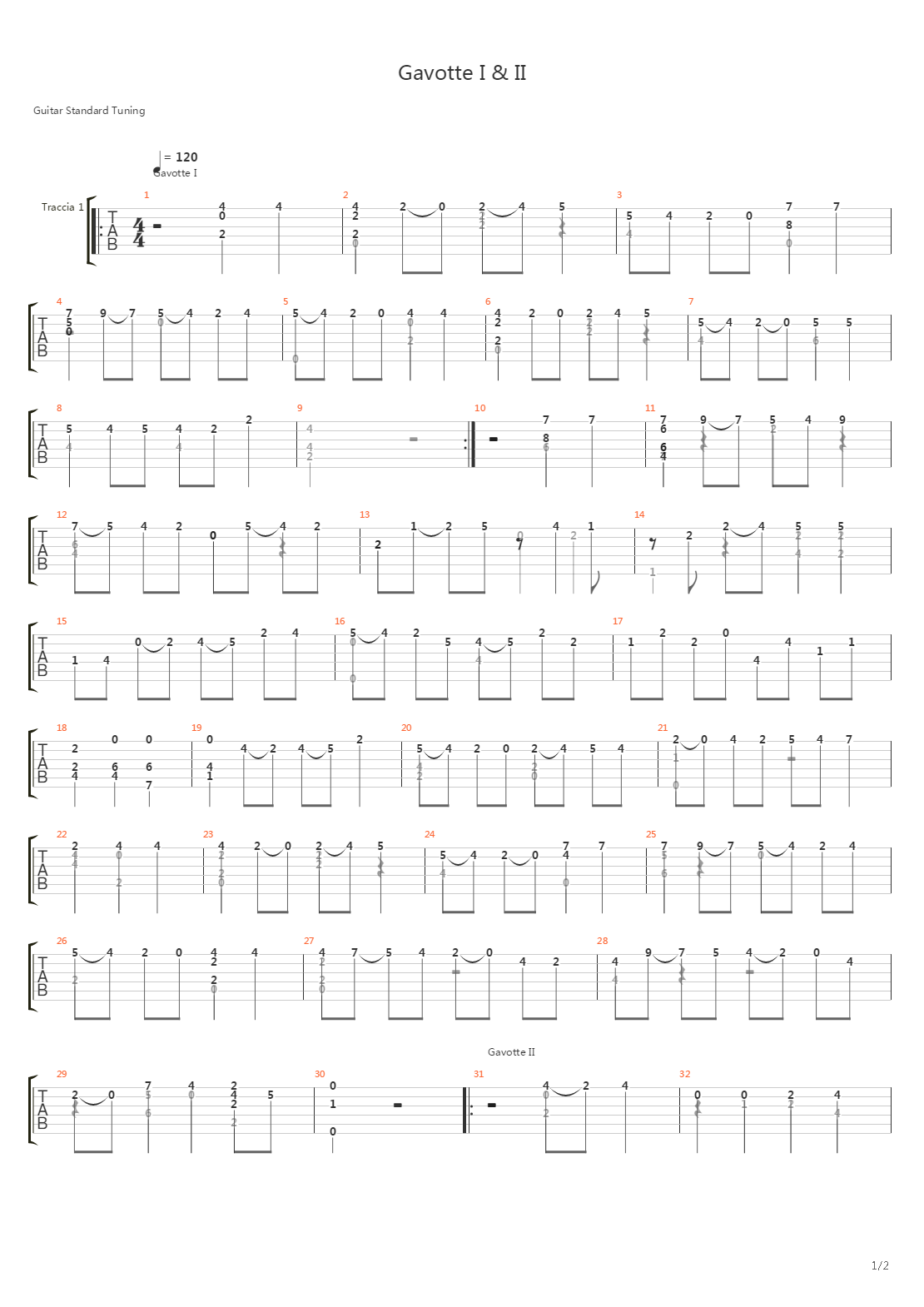 Gavotte 1 E 2吉他谱