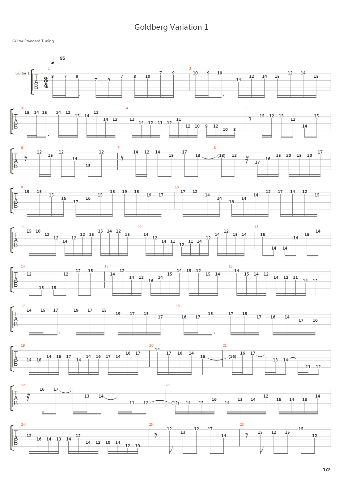 Goldberg Variation 1吉他谱