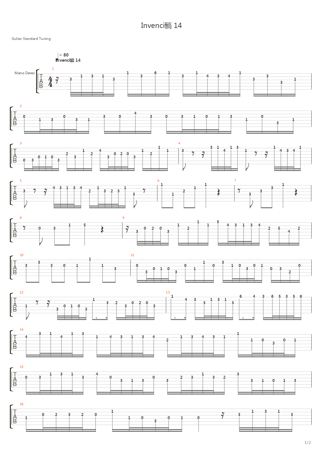 Invencin 14吉他谱