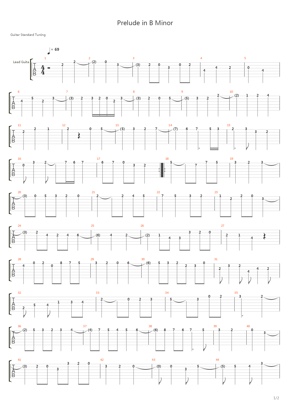 Prelude And Fugue No 24 In B Minor吉他谱