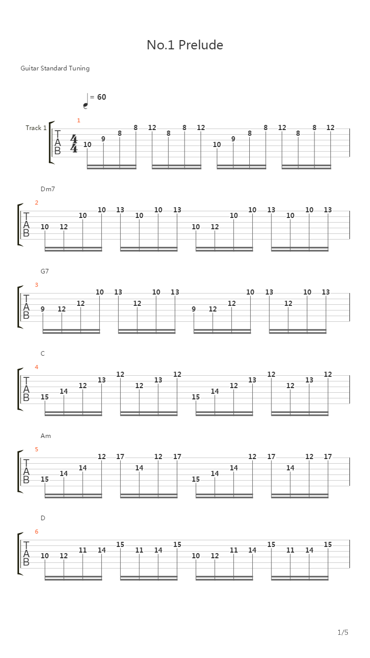 Prelude No 1吉他谱