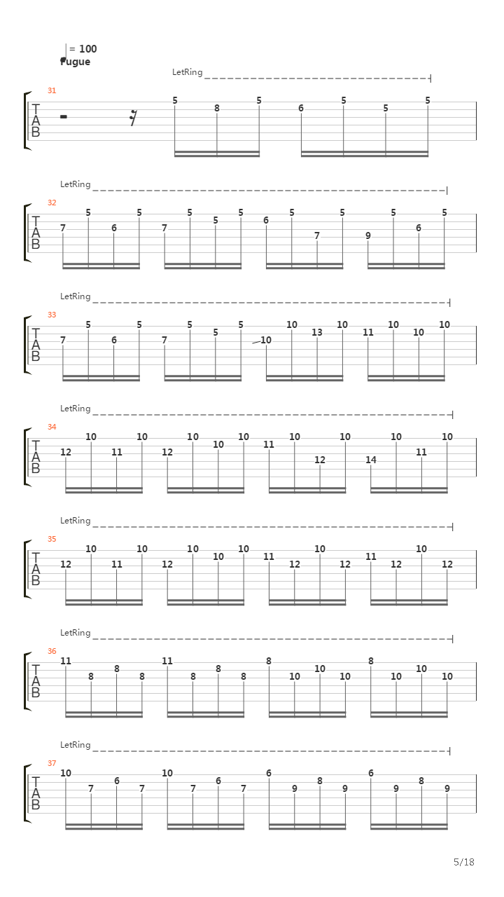 Toccata And Fugue In D Minor (托卡他与赋格)吉他谱