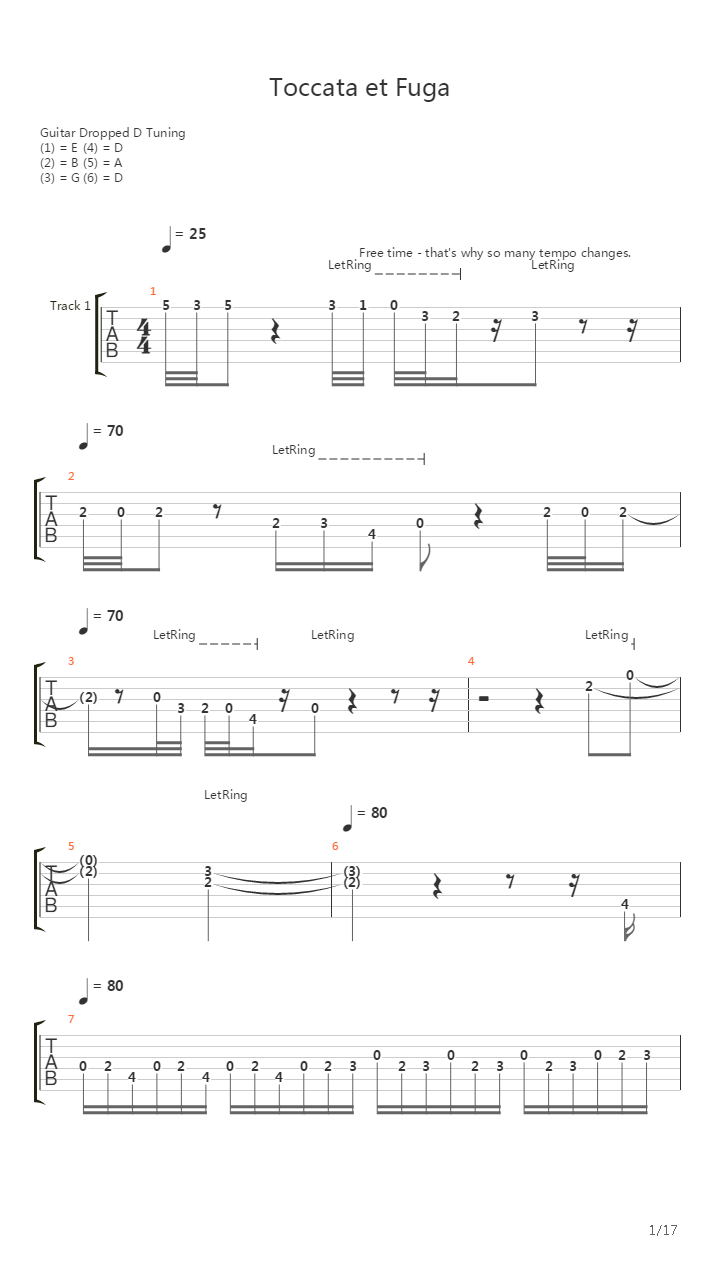 Toccata And Fugue In D Minor(托卡他与赋格)吉他谱