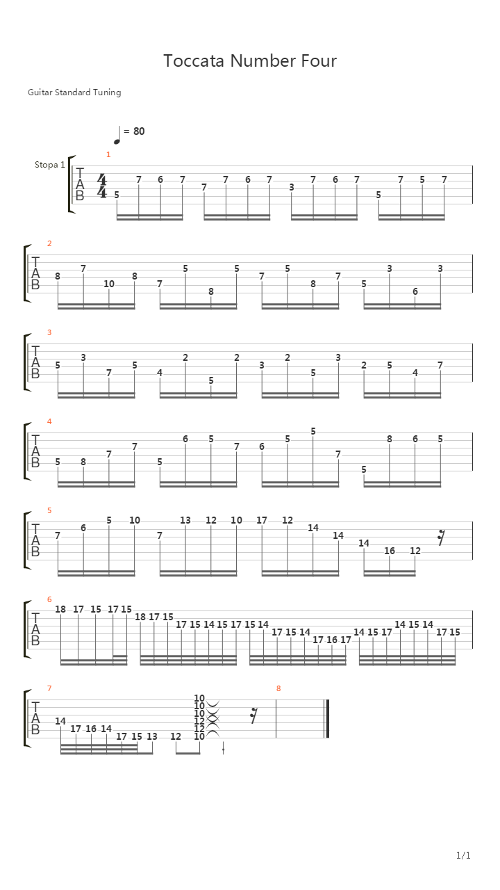 Toccata No 4吉他谱