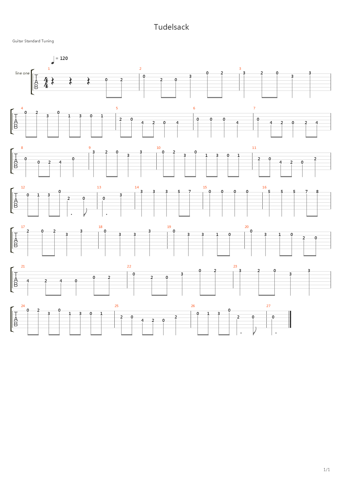 Tudelsack吉他谱