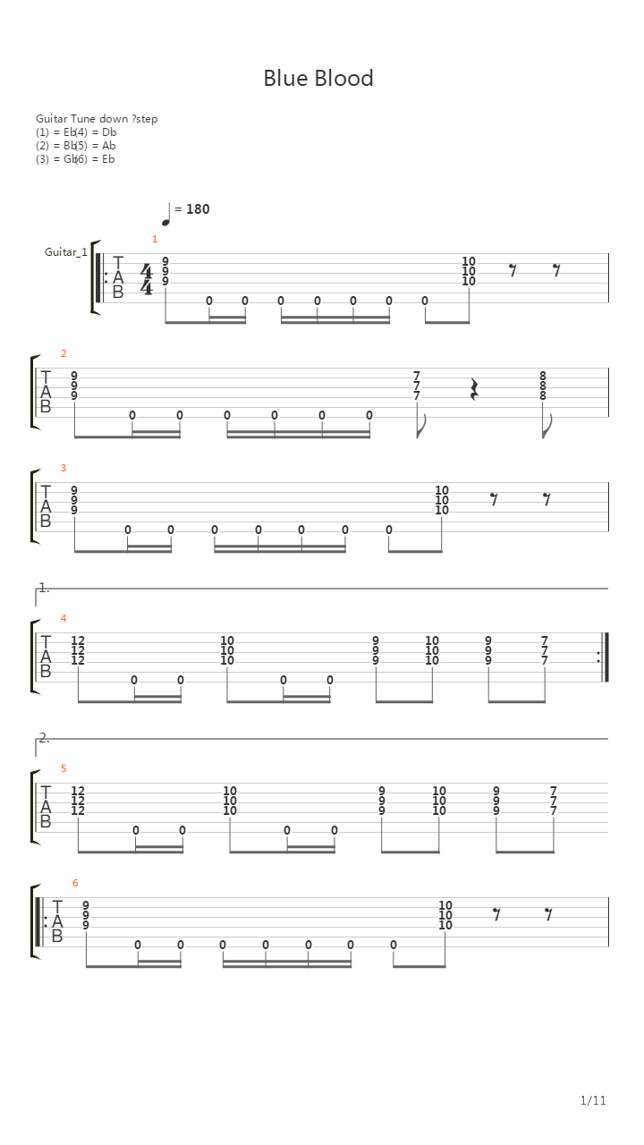 Blue Blood吉他谱