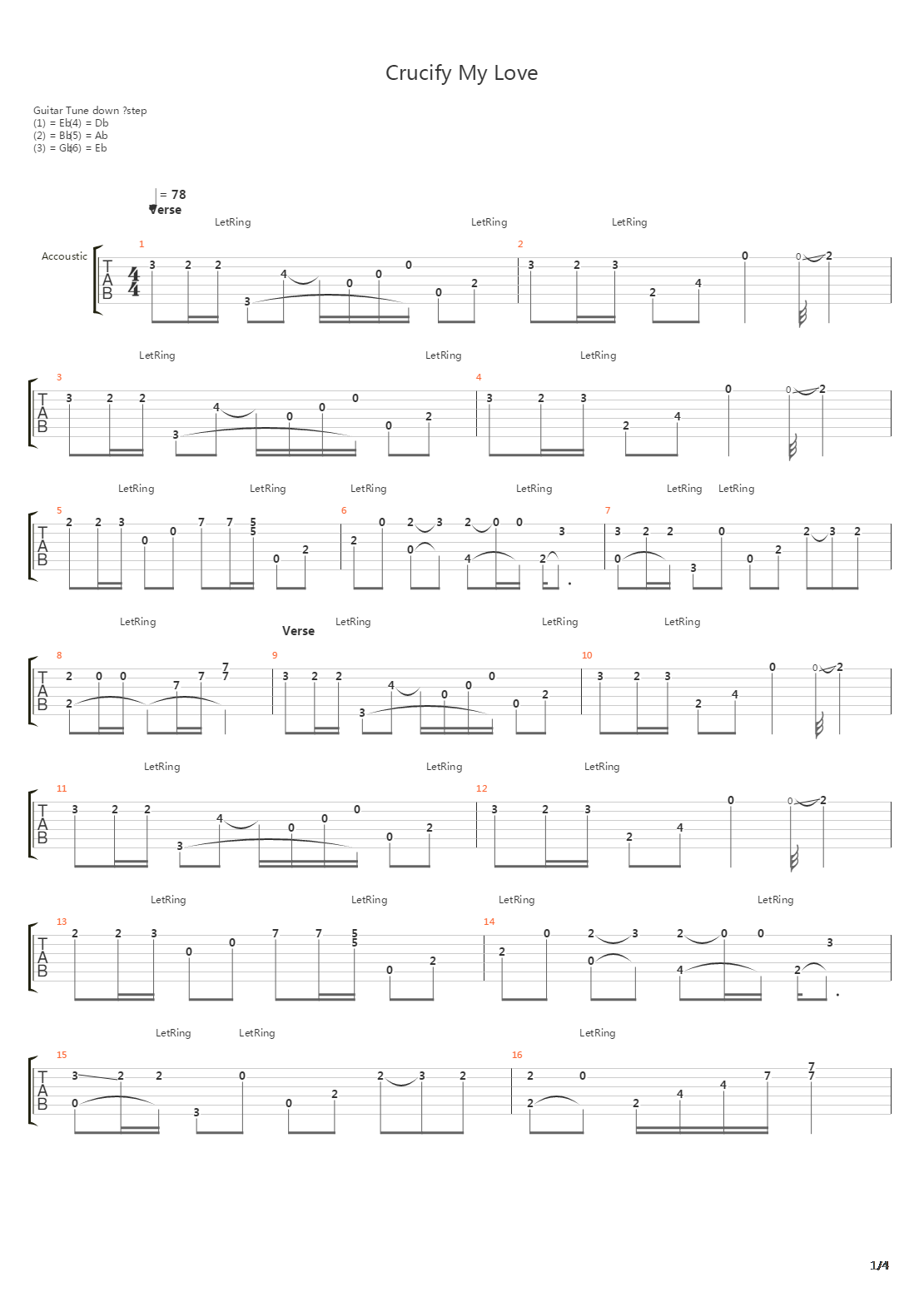Crucify My Love吉他谱