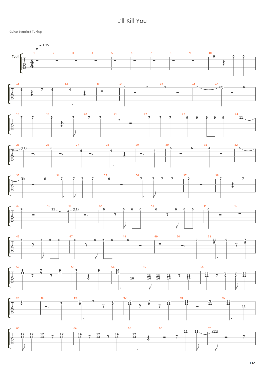 Ill Kill You吉他谱