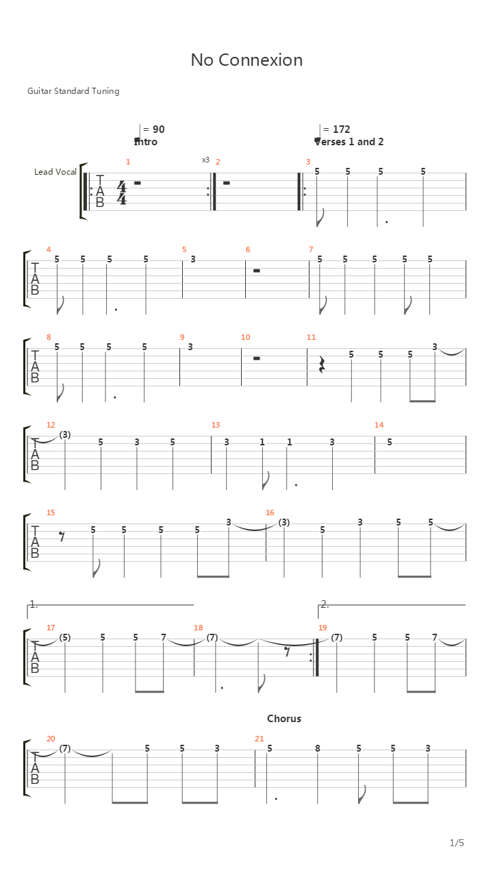 No Connexion吉他谱