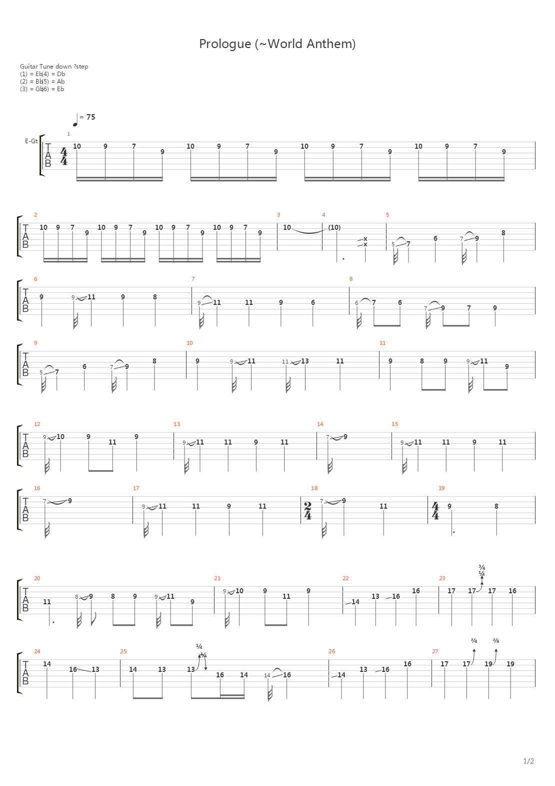 Prologue World Anthem吉他谱