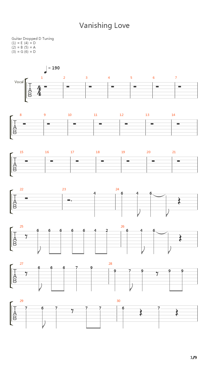 Vanishing Love吉他谱