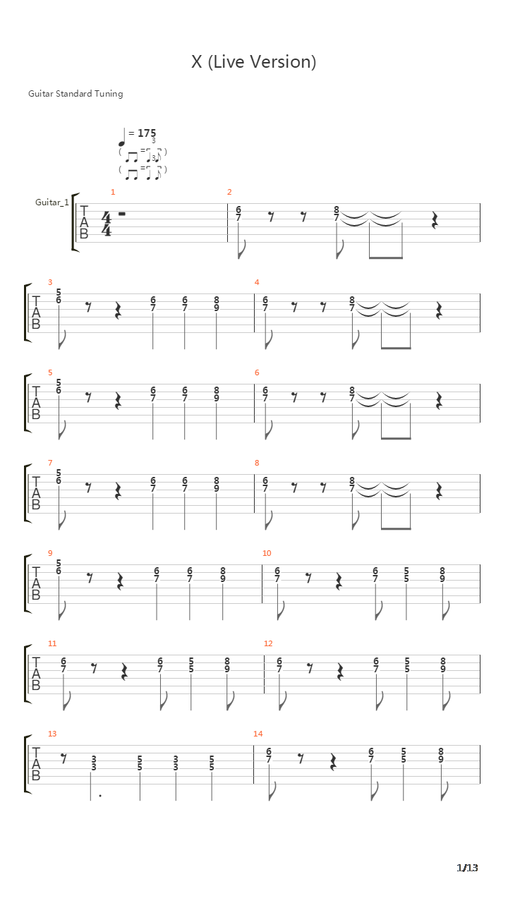 X吉他谱