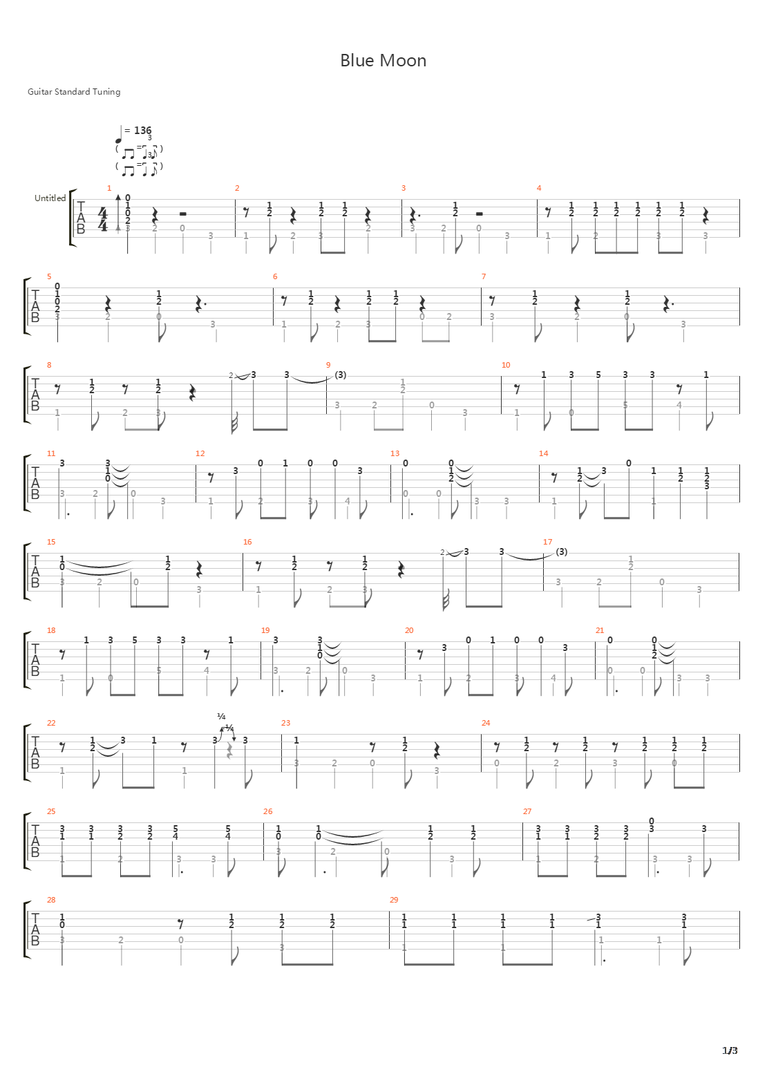Blue Moon吉他谱