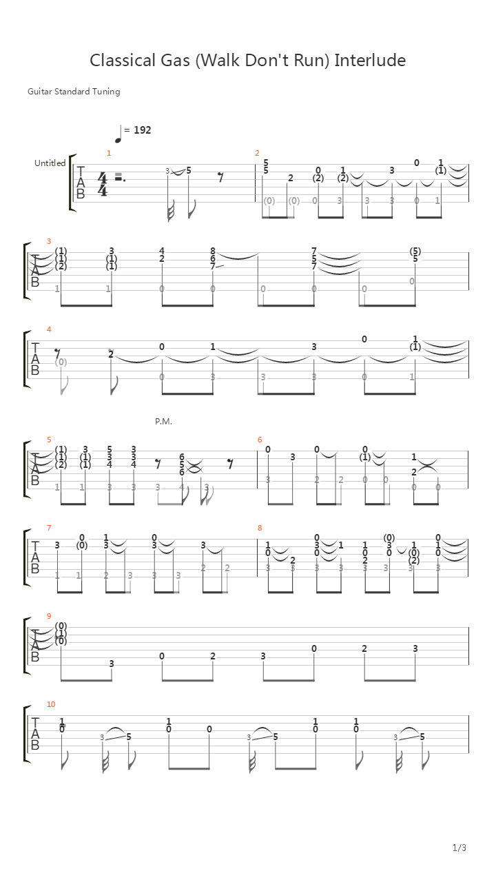 Classical Gas (Walk Don't Run) Interlude吉他谱