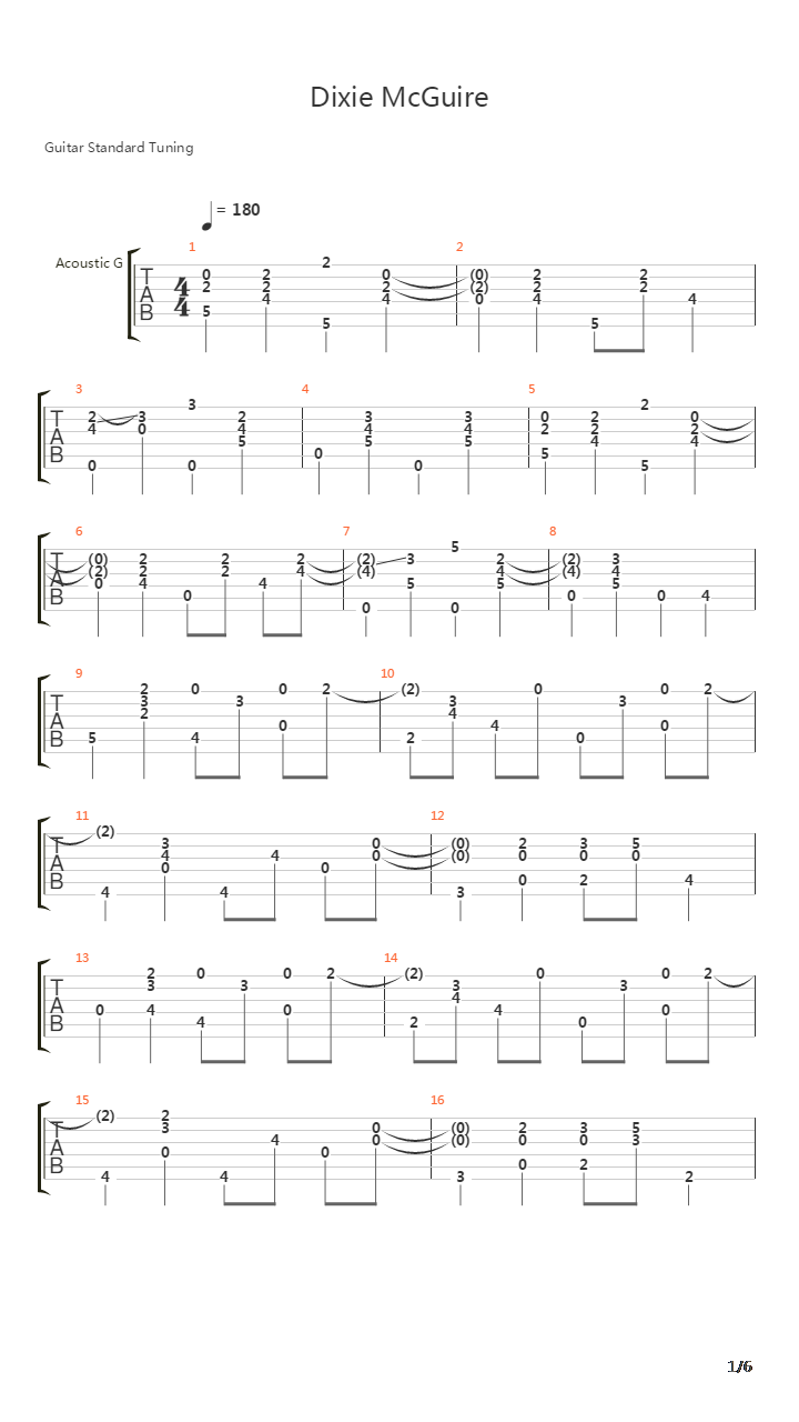 Dixie McGuire吉他谱
