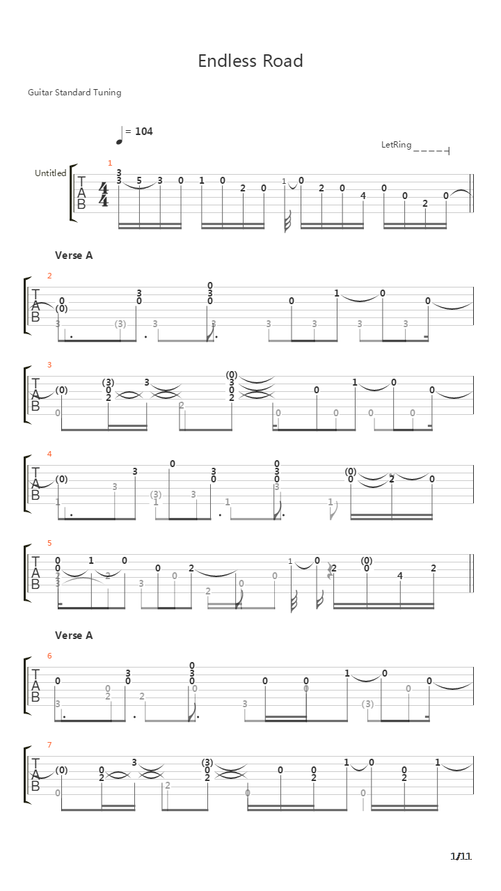 Endless Road吉他谱