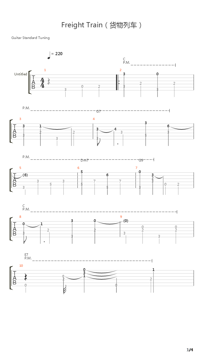 Freight Train(货物列车)吉他谱