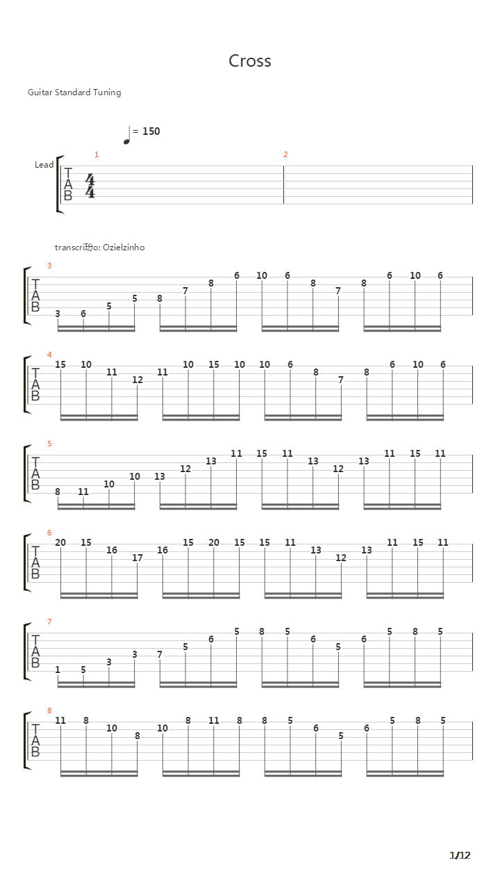 Cross吉他谱