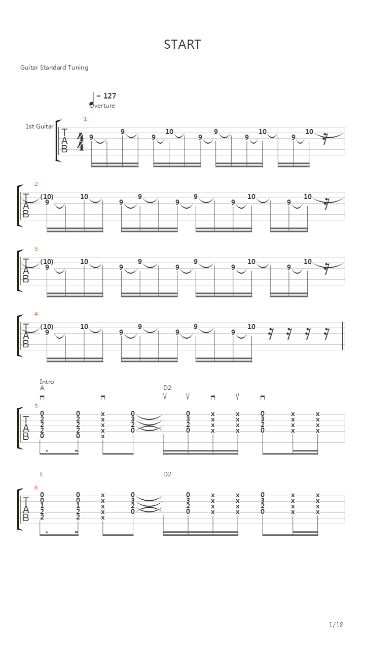 Start吉他谱