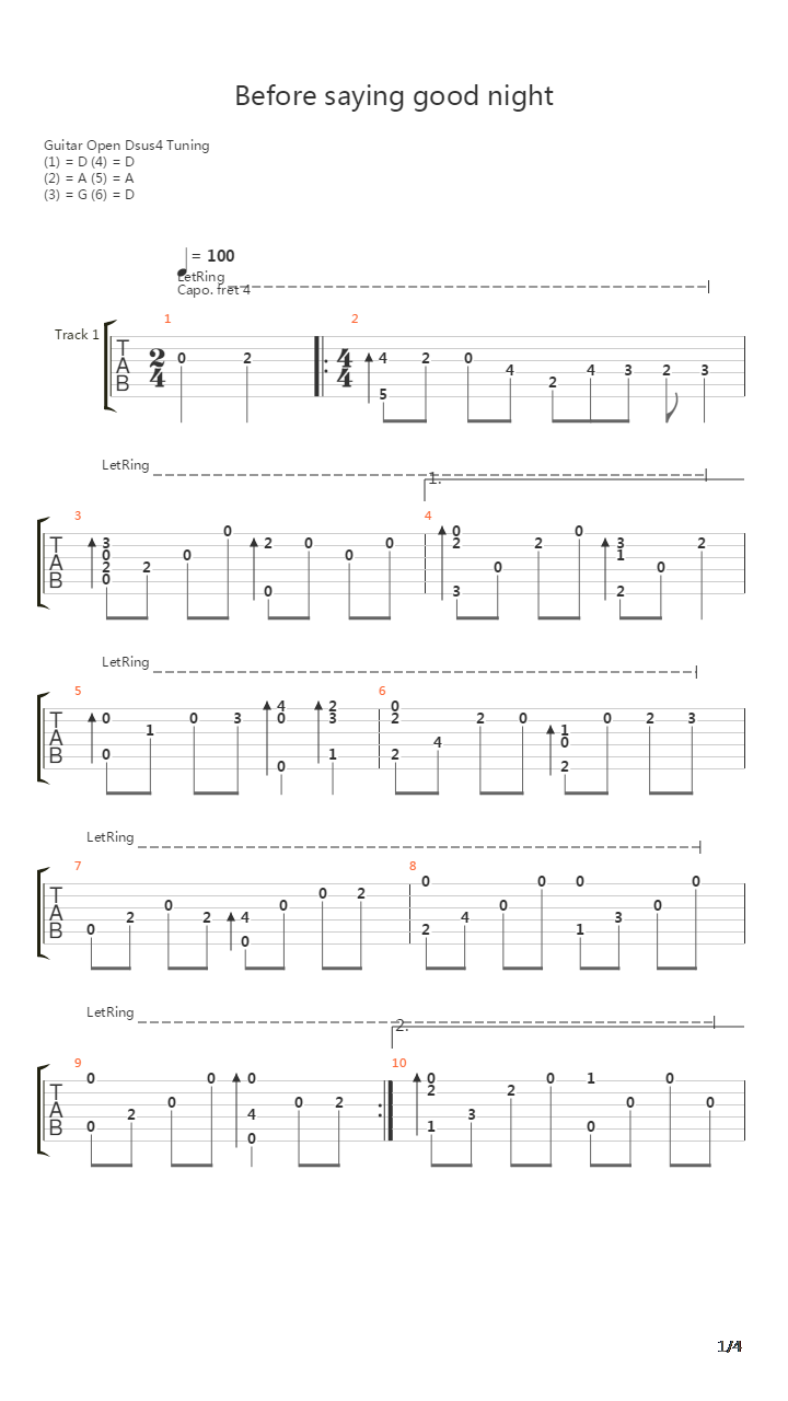 Before saying good night吉他谱