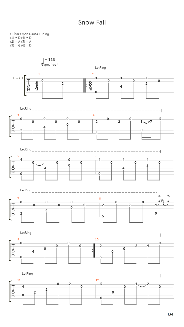 Snow Fall吉他谱
