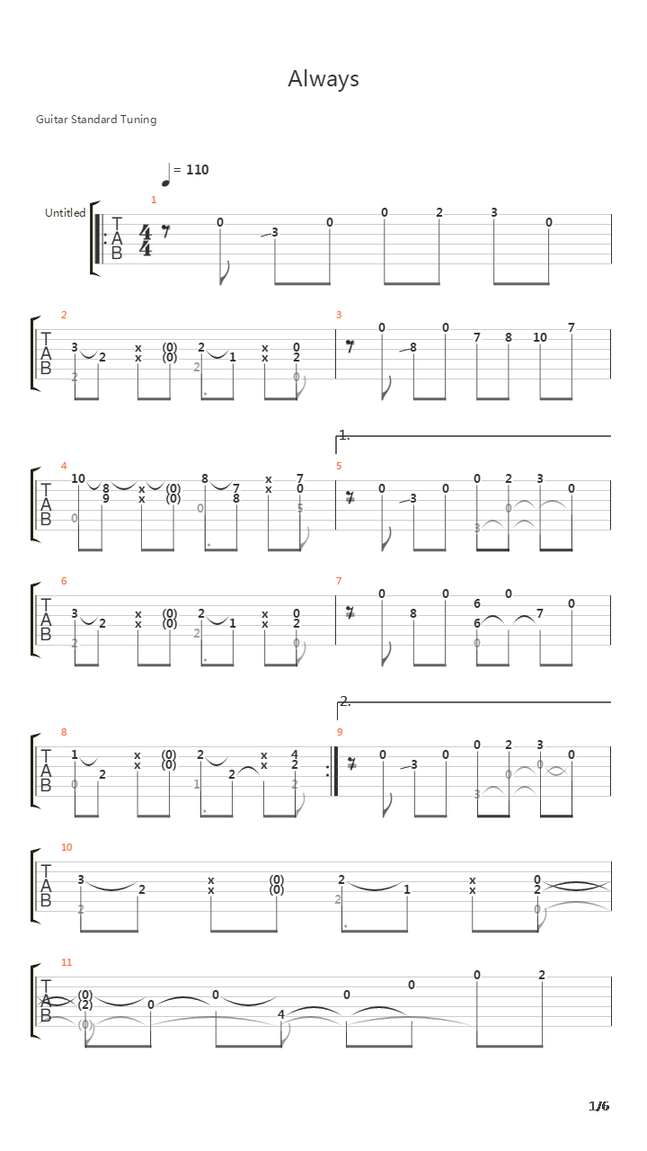 Always吉他谱