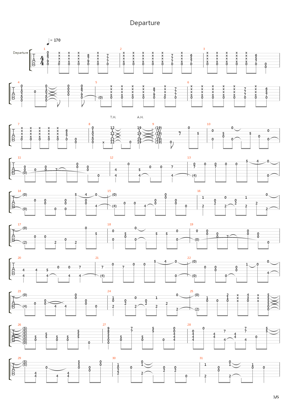 Departure吉他谱