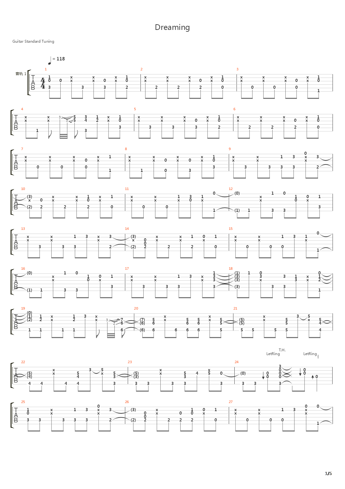 Dreaming吉他谱