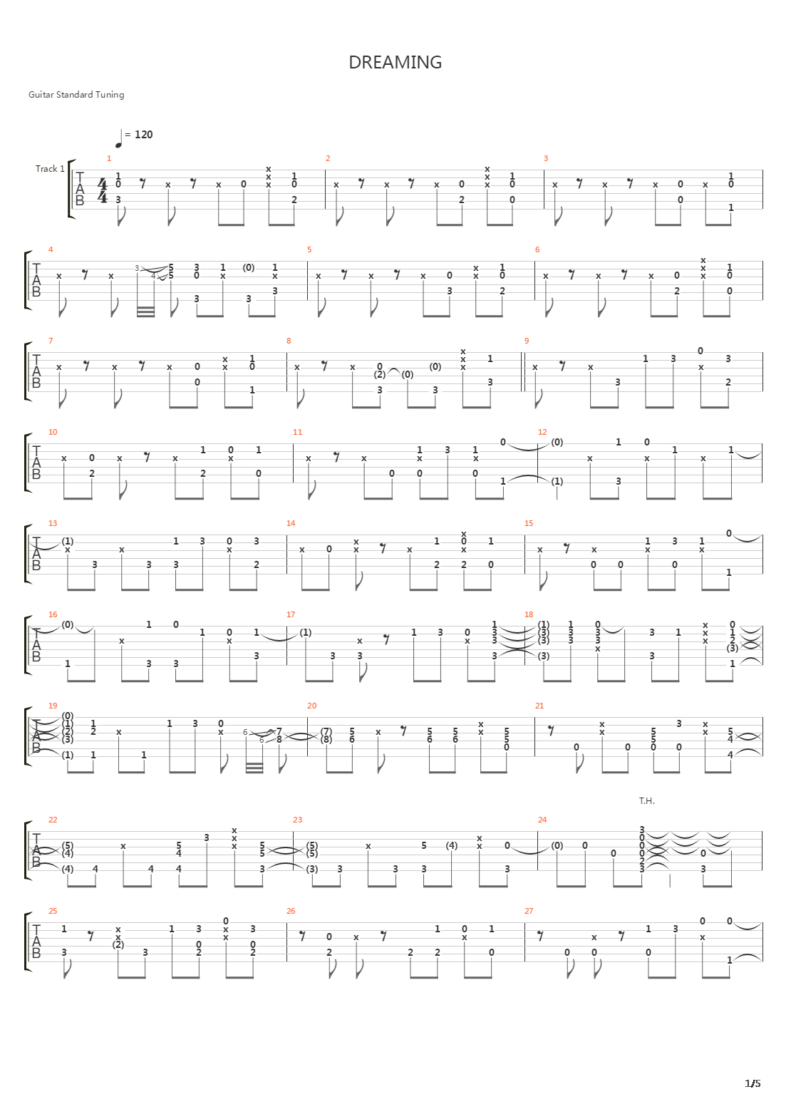 Dreaming吉他谱