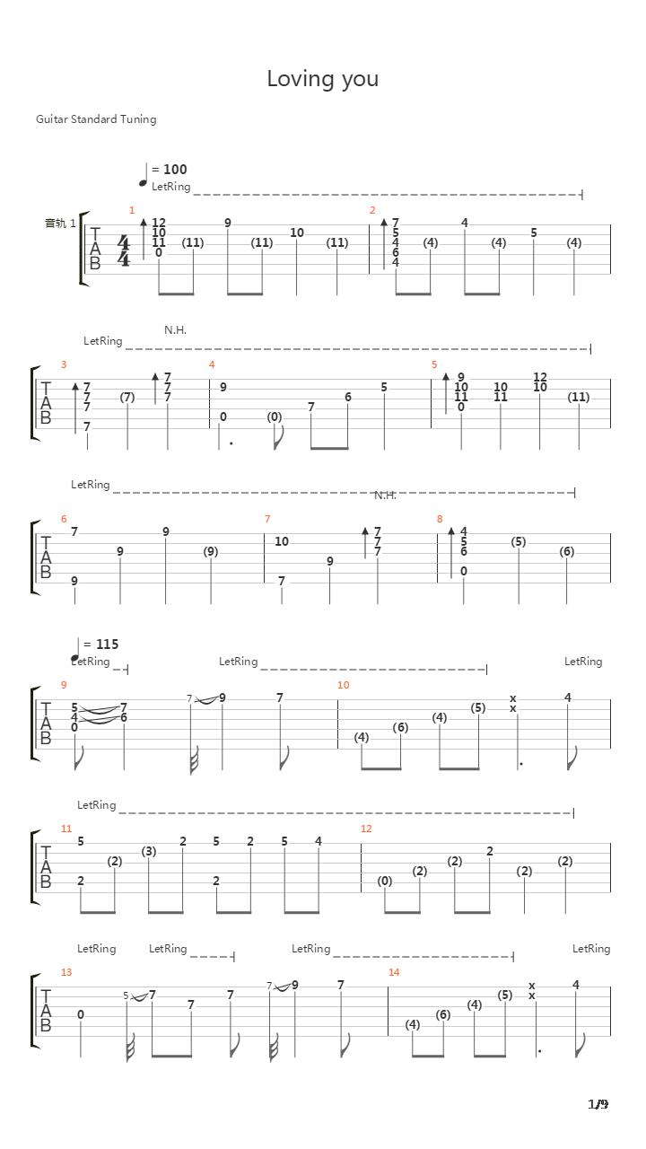 Loving you吉他谱