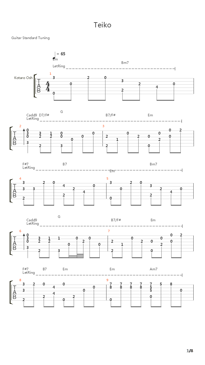 Taiko吉他谱