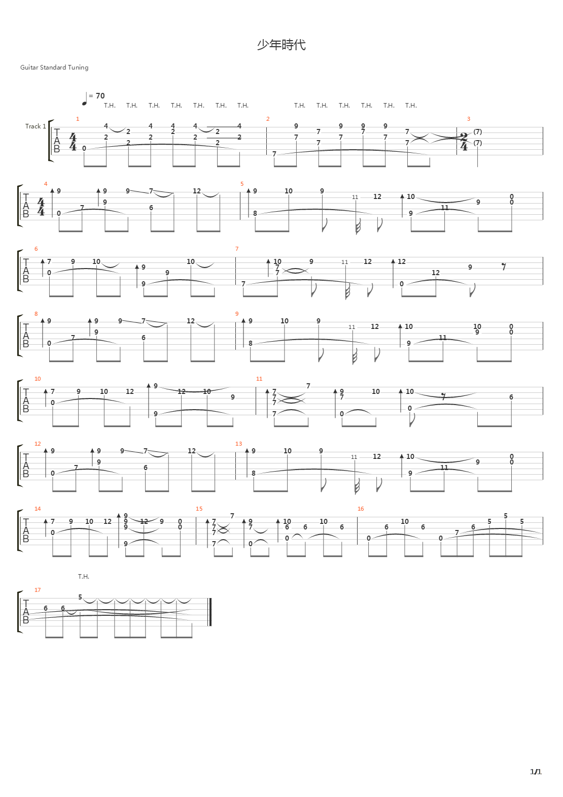 少年时代吉他谱