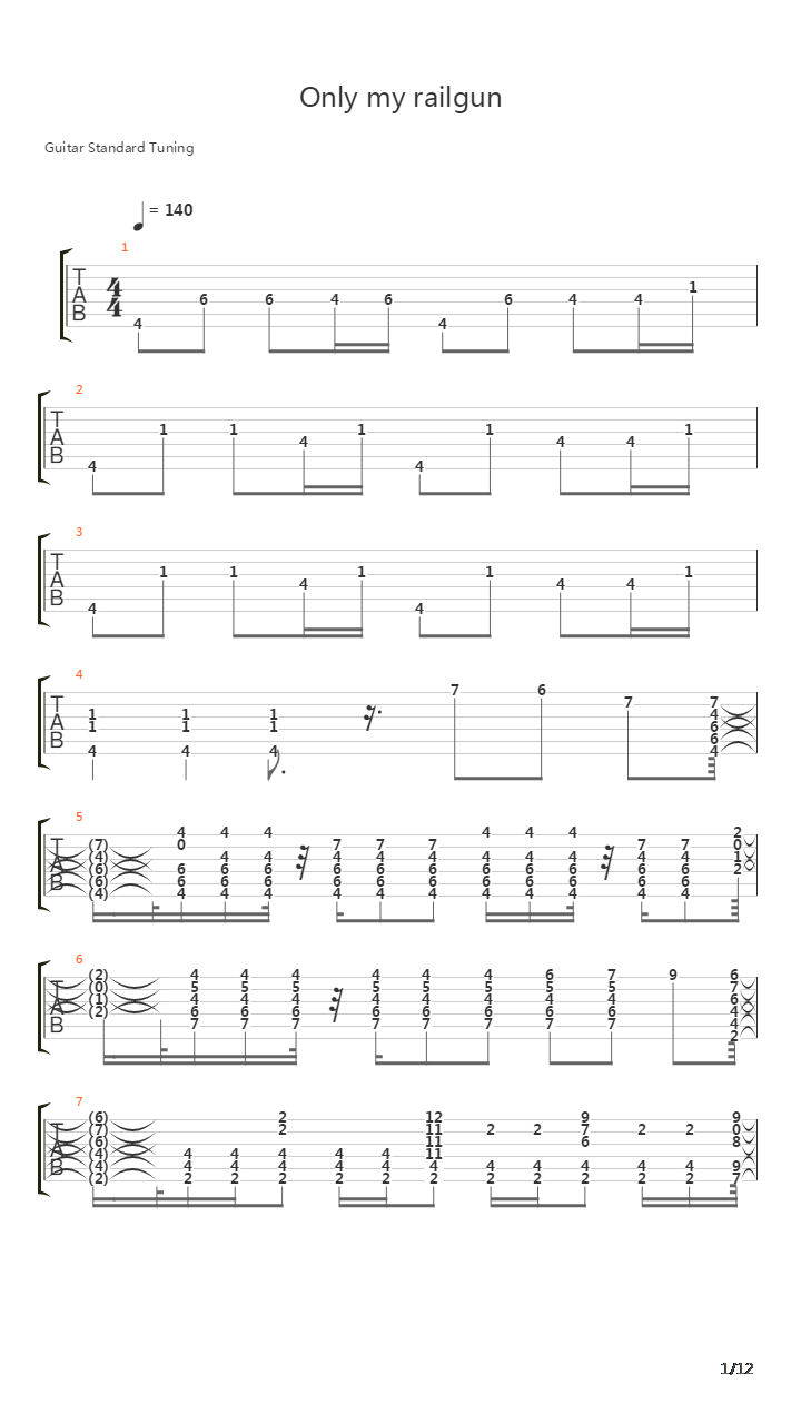 某科学的超电磁炮 - only my railgun吉他谱